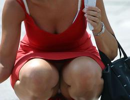 A pantyhosed lady in outdoor upskirt images Image 3