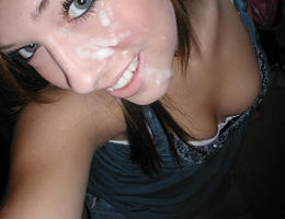 A depraved girls posing naked and taking a facial gellery Image 2