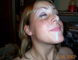 A depraved girls posing naked and taking a facial gellery Image 9