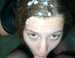 A depraved girls posing naked and taking a facial set Image 6