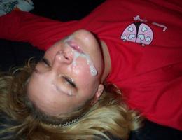 A babes giving head and taking a facial in POV style shots Image 9