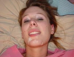 A cuties giving head and taking a facial in POV style pics Image 7