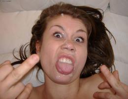 A ladies giving head and taking a facial in POV style images Image 4