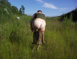 My sexy chubby wife loves making some hot shots outdoors. Image 1