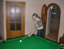 My naughty chubby girlfriend always looses playing pool for undressing. Image 4