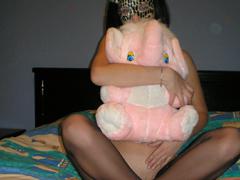 I like my lastful girlfriend showing her wet pussy and pretty boobies wearing her smooth stockings. Image 7