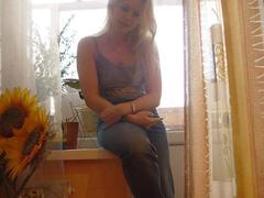 I like watching my hot GF exposing her pink pussy and cute titties or playing with her sex toys with her smooth sexy nylon stockings on. Image 2