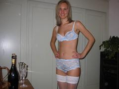 I like when my hot girlfriend is exposing her cute tits and pink hole with her smooth sexy stockings on. Image 4