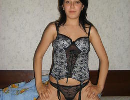 Wife with sexy lingerie showing shaved pussy gelery Image 3