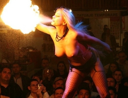 Beautiful striped ladies show striptease shots Image 2